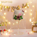 1 x RAW Customer Returns NUPTIO Acrylic Cake Stand Cupcake Stand 31cm Diameter Clear Afternoon Tea Dessert Cup Cake Serving Plate with Crystal Chandelier for Wedding Birthday Party Baby Shower Decorations - RRP €36.74