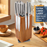 1 x RAW Customer Returns Fimaten magnetic knife block without knives, 360 rotatable magnet knife holder made of acacia wood, high-quality knife blocks kitchen knife organizer with bristle insert, knife holder for knives, 25 x 11.5 cm - RRP €34.26