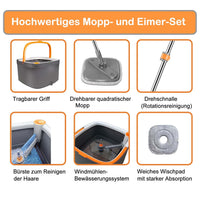 1 x RAW Customer Returns Feloyal floor mop mop set spin mop and bucket set with 6 microfiber mop pads with self-separating dirt and fresh water system self-wringing 360 rotating square mop head - RRP €55.45