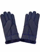 1 x Brand New YISEVEN Women s Winter Lambskin Shearling Leather Gloves Wool Lined Fur Cuffs Sherpa Merino Thick Soft Warm Fur Lining for Driving Cold Weather Gifts, Navy Blue L - RRP €35.2