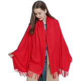 1 x RAW Customer Returns DonDon scarf women s winter wool scarf winter scarf warm soft 185 x 65 cm red - RRP €20.16