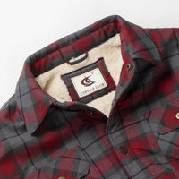 1 x Brand New Coevals Club Men s Flannel Jacket Shirt Sherpa Lumberjack Shirt Flannel Shirt Long Sleeve Checkered Snap Buttons Cotton Winter Shirt Merlot Gray 8 2XL  - RRP €50.41