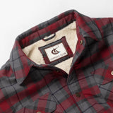 1 x Brand New Coevals Club Men s Flannel Jacket Shirt Sherpa Lumberjack Shirt Flannel Shirt Long Sleeve Checked Press Studs Cotton Winter Shirt Merlot Grey 8 XL  - RRP €50.41