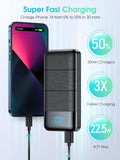 1 x RAW Customer Returns Power Bank 22.5W, Powerbank 30000mAh USB C PD20W fast charging function, external cell phone battery portable charger with LED display 3 outputs 2 inputs Protable Mobile Power Bank Station for smartphones - RRP €36.29