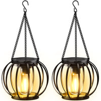 1 x RAW Customer Returns NEEMO Outdoor Solar Lanterns, 2 Pack Metal Solar Garden Lights with LED Bulb, Auto On Off Solar Garden Lamp with Hook and Chain for Patio Lawn Balcony Garden Decoration - RRP €31.46