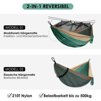 1 x RAW Customer Returns Camping Hammock with Mosquito Bug Net, Portable Parachute Nylon Hammock with 10ft Hammock Tree Straps 17 Loops and Easy Assembly Carabiner, for Camping, Backpacking, Travel, Hiking - RRP €29.99