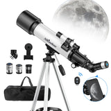 1 x RAW Customer Returns Telescope for Kids and Adults, 70mm Aperture 600mm Refractor Telescope for Kids and Beginners, High Power Multilayer Refracting Telescope with Tripod and Carrying Bag - RRP €159.99