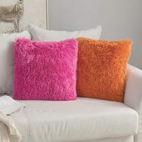 1 x RAW Customer Returns MIULEE Set of 2 Cushion Covers Artificial Fur Sofa Cushions Decorative Throw Pillows Cuddly Pillows Plush Pillows Cozy Couch Cushions Super Soft Pillows Fluffy Cushion Cover for Sofa 60 x 60 cm Rose Red - RRP €19.99