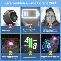 1 x RAW Customer Returns Karaoke machine with 2 microphones Upgrade 2024 Karaoke system with 2 microphones for adults children - Portable Bluetooth party speaker with LED disco ball, supports AUX, USB, TF card, TV - RRP €80.58