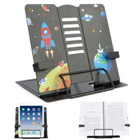 1 x RAW Customer Returns KETIEE Reading Stand Book Stand Children, Bookend Cookbook Holder Book Stand School Metal Multifunctional Bookshelf Book Stand for Reading Kitchen and Office, Black Rocket - RRP €10.97