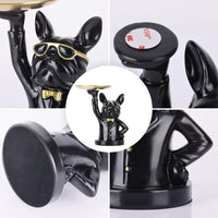 1 x RAW Customer Returns suruim French Bulldog Tray Decoration Statue, Dog Sculpture, Dog Decorative Figure Storage Tray Statue With Tray Black -1  - RRP €29.71