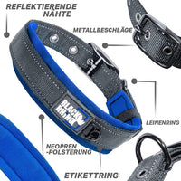 1 x RAW Customer Returns Black Rhino - The Comfort Collar Super Soft Neoprene Padded Dog Collar for All Dog Breeds - Heavy Duty Adjustable Reflective Weatherproof Medium, Sport Blue Gray  - RRP €36.46