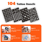 1 x RAW Customer Returns Tattoo Pens Children, 12 Temporary Tattoo Pens for the Skin with 4 Tattoo Stencils 104 Patterns Tattoo Pens for Children Adults Halloween Christmas Party ZYH2304001KIT - RRP €9.91