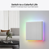 1 x RAW Customer Returns SONOFF T5-4C-120 WIFI Smart Touch Wall Switch, eWeLink Remote Control, Multi-Sensory Touch, RGB Smart LED, Replaceable Shell, Compatible with Alexa, Google Home - RRP €40.32