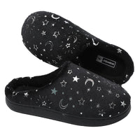 1 x RAW Customer Returns JOMIX Women s Plush House Slippers Slippers with Star and Moon Print Soft Plush Comfortable Winter Autumn Indoor Outdoor Black, 41  - RRP €18.3