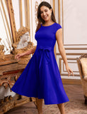 1 x RAW Customer Returns DRESSTELLS Women s Elegant Wedding Dress 1950s Vintage Retro Cocktail Dress A-Line Swing Festive Knee-Length Dress Royal Blue 2XL - RRP €39.99