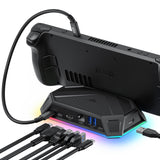 1 x RAW Customer Returns JSAUX RGB Docking Station for Steam Deck OLED ROG Ally Legion Go, 8-in-1 Steam Deck Dock with HDMI 4K 60Hz, Gigabit Ethernet, USB-C 3.0, Dual USB-A 3.0, USB 2.0 and 100W USB -C Charging Port-HB0801 Black  - RRP €63.97