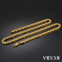 1 x RAW Customer Returns VEXXS chain men 4 6mm, 18K gold plated stainless steel king chain, Byzantine gold chain for men women girls men boys, hip hop jewelry gift, 45-65cm - RRP €52.43