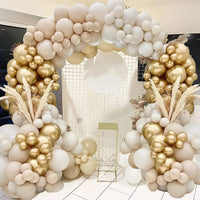 9 x Brand New 146 Pcs Beige, Sand White, White Gold Balloon Garlands, with Nude Balloons, for Bohemian Balloons, Wedding, Birthday, Party, Baby Shower, Birthday Decoration - RRP €114.3