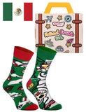 2 x Brand New Rainbow Socks - Women Men Mexico Funny Socks Suitcase - A Novely Gift for Tourists and Mexico Fans - Mexico La Catrina Chili Pepper Mexican - 1 Pair - Sizes EU 36-40 - RRP €28.22