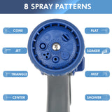 1 x RAW Customer Returns RESTMO garden hand shower, metal high pressure garden shower, garden spray guns with rear control lever, 8-function spray nozzle watering gun for garden irrigation, car washing, blue - RRP €18.99