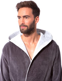 1 x RAW Customer Returns Morgenstern bathrobe for men made of cotton with hood in anthracite light gray men s shower robe long men s shower robe terry cloth size L - RRP €60.46