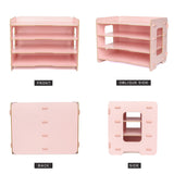 1 x RAW Customer Returns EXERZ Wooden File Organizer 4 Tiers For Desk Tidying, Office Supplies, Document Holder, Student Homework, School Work, Notebook, Letters Storage, Stationary, DIY Creative Decoration - Pink - RRP €18.99