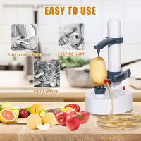 1 x RAW Customer Returns Apple Peeler, Electric Potato Peeler, Electric Potato Peeler Kitchen Tool, Automatic Rotating Potato Peeler for Vegetables, Round Apple, Round Potato, Peaches and Much More - 2 Extra Blades  - RRP €27.38