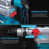 1 x RAW Customer Returns ENEACRO Rotary Hammer, 1500W 6J Demolition Hammer, SDS Plus Chuck, 4 Functions, 6 Variable Speeds 0-920 rpm, Vibration Damping System and Safety Clutch Blue - RRP €115.96