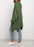 1 x RAW Customer Returns Maavoki Women s Long Cardigan, Oversized Long Sleeve Sweater Cardigan, Casual Knitted Coat Autumn Outerwear with Pocket Dark Green L - RRP €38.98