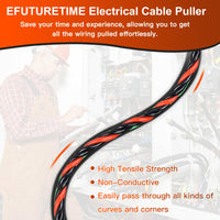 1 x RAW Customer Returns EFUTURETIME pull-in spiral 15M cable pull-in aid fiberglass, 6mm pull wire for empty pipes, pull-in tape with 2 guide springs and 3 lashing straps, cable pull-in rods for cable laying - RRP €20.42