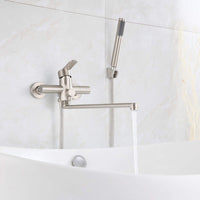 1 x RAW Customer Returns HomeLava Bathtub Faucet Wall Mounted Bathtub Mixer Tap 35cm Long Spout with Switch Valve Single Lever Shower Faucet Bathroom Brushed Stainless Steel - RRP €86.99