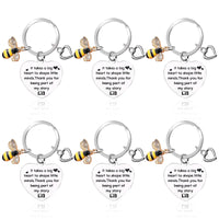 1 x Brand New Thinp Pack of 6 Thank You Keychains, Keychain Teacher Gift, Bee with Rhinestone Heart Keychain, Thank You Educator Gift, Stainless Steel Keychain for Back to School Girl Boy Teacher Gift - RRP €27.6