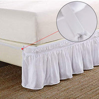 1 x RAW Customer Returns Pleated Bed Skirt Bed Valance Bed Skirt with Ruffles Elastic Dust Ruffles Ruffled Solid Bed Skirt, Wrap Around Style, Elastic Bed Wrap Ruffle Bed Skirt Queen 150 x 200 x 40 cm, White  - RRP €22.99