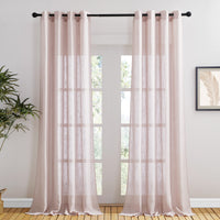 1 x RAW Customer Returns PONY DANCE curtain linen look set of 2 H 240 x W 132 cm linen look curtains with eyelets for sunlight filtering semi-transparent curtains living room decorative curtains old pink - RRP €29.2