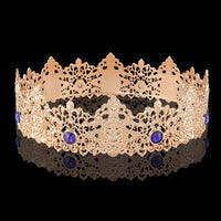 1 x Brand New King Men Medieval Imperial Gold Tiara Crown Headband Crystal Pageant Costume Wedding Halloween Fair Birthday Music Festival Hair Accessories Blue  - RRP €19.2