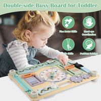 1 x RAW Customer Returns Smartwo Wooden Busy Board 2 Years, Activity Board Two-Sided with 20 Learning Activities, Montessori Toy from 2 3 4 Years, Sensory Motor Skills Board for Toddlers Preschoolers Fine Motor Skills Training - RRP €34.99