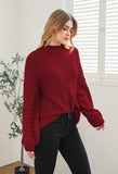 1 x Brand New Sovoyontee Women s 2024 Fall Oversized Round Neck Long Puff Sleeve Chunky Knit Pullover Sweater Tops, Ruby Red, Small - RRP €45.11