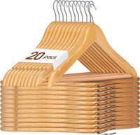 1 x RAW Customer Returns HOUSE DAY Wooden Clothes Hangers Natural Wooden Clothes Hangers 20 Pieces Clothes Hangers Stable Clothes Hangers Rotatable Jacket Hangers Suit Hangers Wooden Clothes Hangers Wide 44.5cm Made of Natural Wood - RRP €23.09