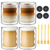 1 x RAW Customer Returns Pack of 4 double-layered glasses coffee glasses with 4 spoons 4 coasters, 250 ml double-walled latte macchiato glasses, spiral-shaped coffee glasses cappuccino glass cups espresso cups for tea, milk, juice - RRP €20.16