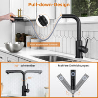 1 x RAW Customer Returns AKLFGN Kitchen Faucet Black, Kitchen Faucet Extendable, Kitchen Mixer Tap Stainless Steel, Kitchen Faucet 360 Swivel, Sink Faucet with Shower Two Water Steel Types, Kitchen Faucet Black - RRP €68.99