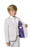 1 x RAW Customer Returns OppoSuits Groovy Grey Solid Color Suit for Boys - Prom and Wedding Party Outfit - Includes Blazer, Trousers and Tie - Grey - RRP €55.42