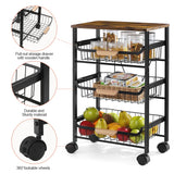 1 x RAW Customer Returns Nandae Metal Kitchen Trolley with Wooden Top Shelf, Fruit and Food Holder with Wheels Ceramic Top 3 Levels for Vegetables Fruit Food Home Living Room - RRP €49.18