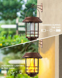 1 x RAW Customer Returns FLOWood Solar Lights for Outdoor Garden, Glass and Metal IP65 Waterproof, Flickering Flame Wall Lights, 2 Pack Hanging Wall Mount for Porch, Patio and Yard, Bronze Energy Class A  - RRP €38.99