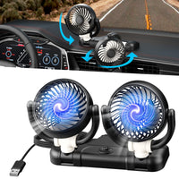 1 x RAW Customer Returns Exsivemy Car Fan, USB Fan, 360 Rotatable Double Headed Fan, 2 Speeds Double Fan, Car Fan, Double Head Fan, Car Fan for Truck Van SUV RV - RRP €27.99