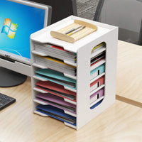 1 x RAW Customer Returns PUNCIA Document Tray A4 Letter Tray 7 Compartments PVC Desk File Organizer Paper Tray File Storage Filing System Document Holder for Office Study School Office - RRP €34.42