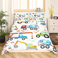 1 x RAW Customer Returns Sunnybed Excavator Comforter Cover Cartoon Truck Bedding Sets Construction Vehicle Duvet Cover Set For Kids Boys Tractor Cement Mixer Draw Nursery Decor With 1 Pillowcases,135 200 80 80 1,Multi 302 - RRP €30.99