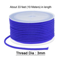 1 x Brand New sourcing map Nylon Beading Thread Cord 3mm Extra Strong Braided Nylon Cord for Necklace Bracelets Jewelry Making Handcraft 10M 33Ft Sapphire Blue - RRP €11.73