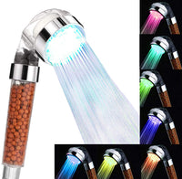 2 x RAW Customer Returns Shower head, water-saving high pressure reinforcement shower head, LED shower head with 7 color changer, hand shower with ion and stone filter, shower head for SPA - RRP €31.78