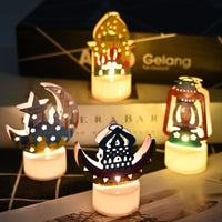 1 x Brand New Ramadan Decorations LED Candle Lights, 4 Pack Ramadan Lights with Oil Lamp, Pagoda, Moon Shaped, Eid Mubarak Decorations Lights Ornaments for Home Bedroom Decor, Eid Party Gift Colored  - RRP €12.08